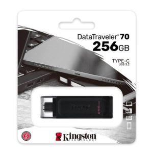 MEMORIA USB 256GB KINGSTON DATA TRAVELER 70 USB-C 3.2 GEN 1 DT70/256GB NEGRO