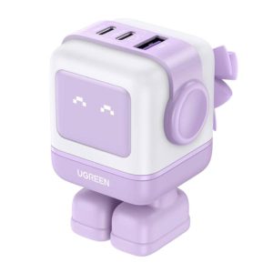 CARGADOR UGREEN CD361 65W ROBOT 2 PUERTOS USB-C Y 1 PUERTO USB-A CARGA RAPIDA 35314 MORADO