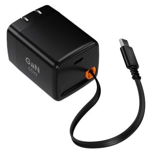 CARGADOR DE PARED RETRÁCTIL NOVA AD-782 65W USB-C W/ US E010-181 NEGRO