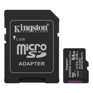 MEMORIA MICRO SD 64GB KINGSTON CANVAS SELECT PLUS GEN3 CLASE 10 UHS-I U1 V10 A1 100 MB/S DISPOSITIVOS ANDROID Y CAMARAS SDCS3/64GB