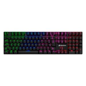 TECLADO GAMING RGB SHARKOON PUREWRITER MECÁNICO ALÁMBRICO USB INGLÉS SWITCH ROJO 4044951021468 NEGRO